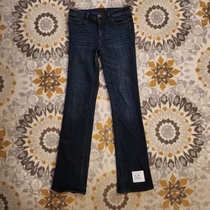 Abercrombie mid-low rise dark blue stretchy bootcut jeans 28L
